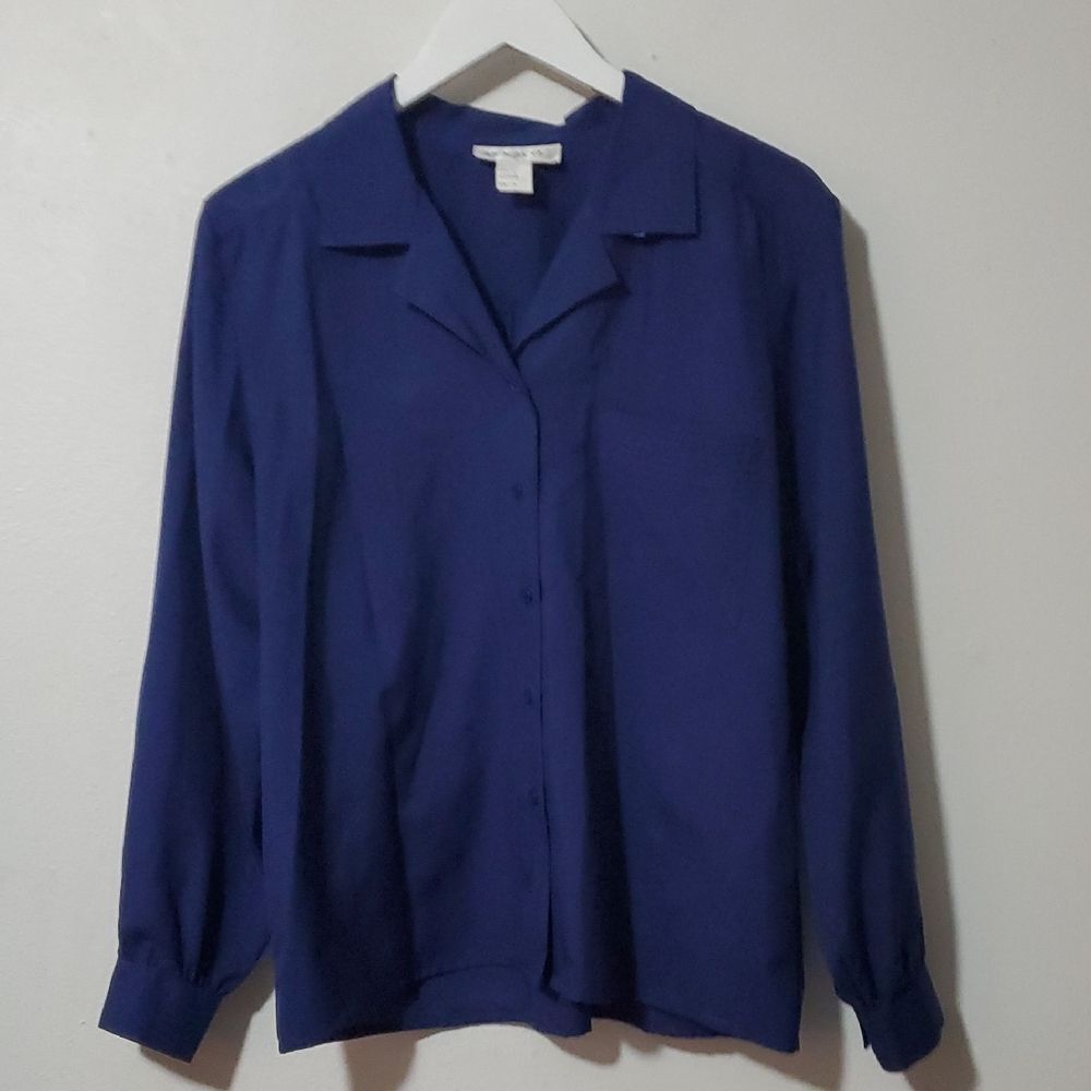 Ship 'N Shore Navy Blouse 14